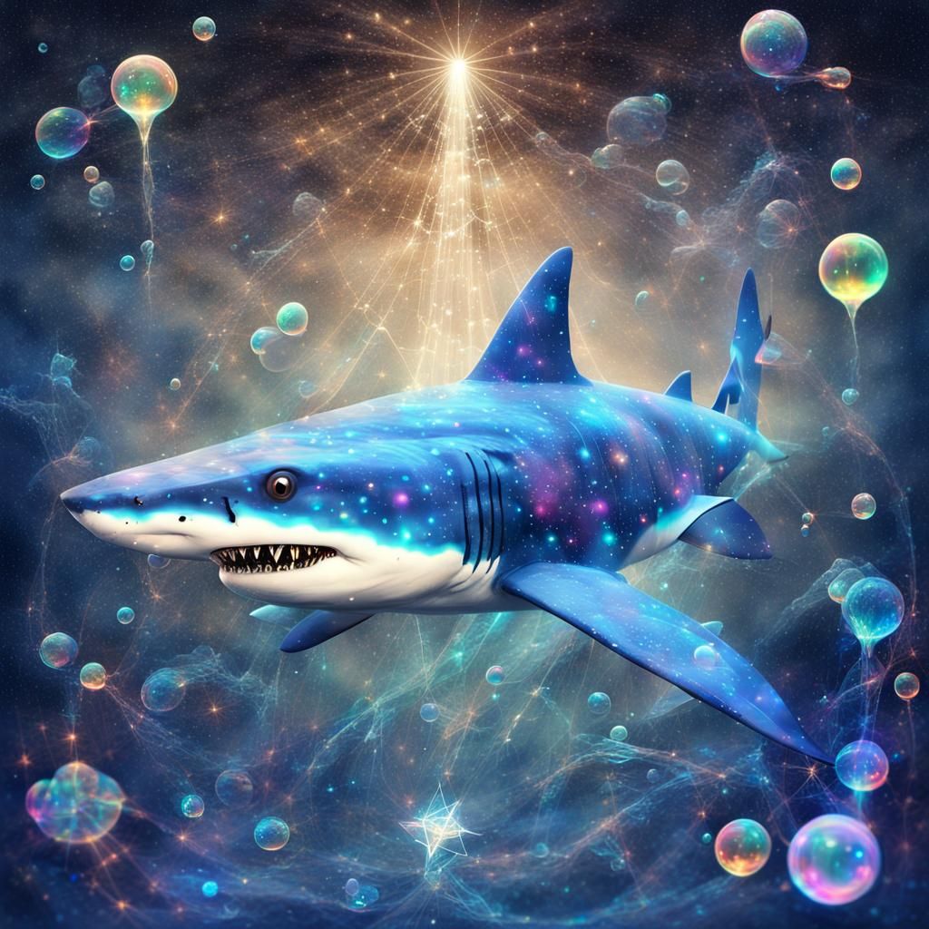 Electric Shark Double Exposure in Cosmic Style