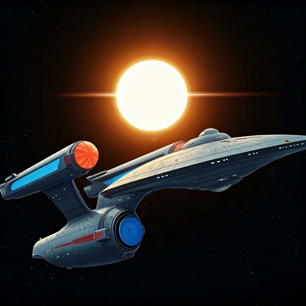 Futuristic Starfleet Vessel with Distinctive Rollbar in Meta...