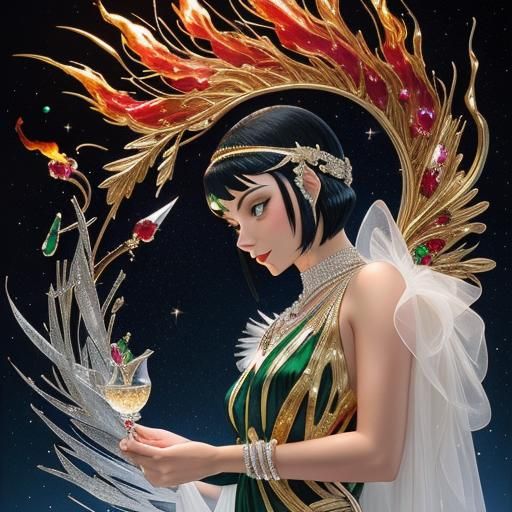 Art Deco Soirée Salon in Photorealistic Style