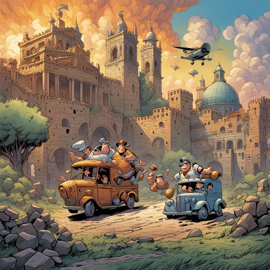 Fred and Barney Visit Mantova: Comic Book Art