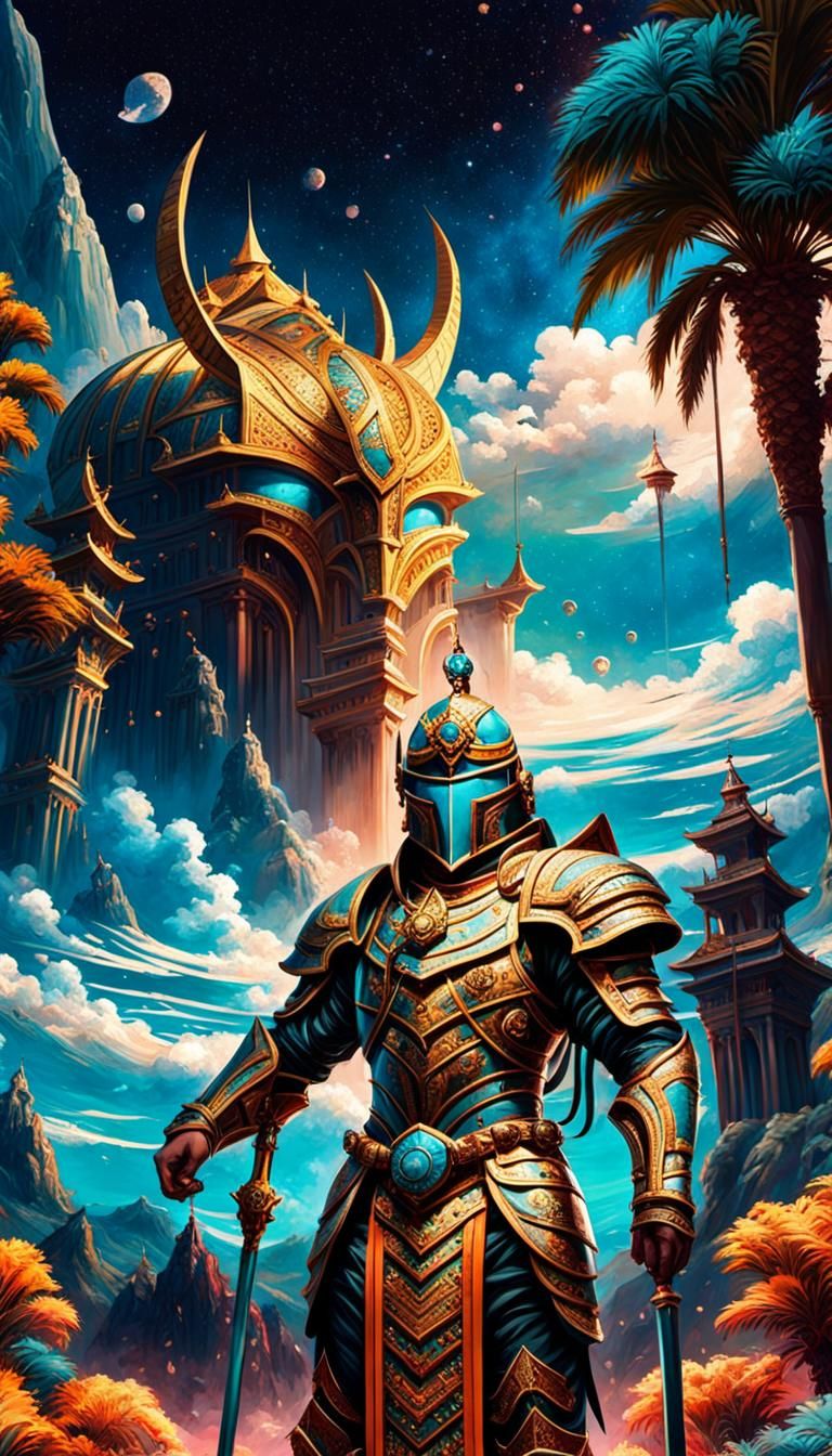 Opulent Harem Scene in a Golden Palace