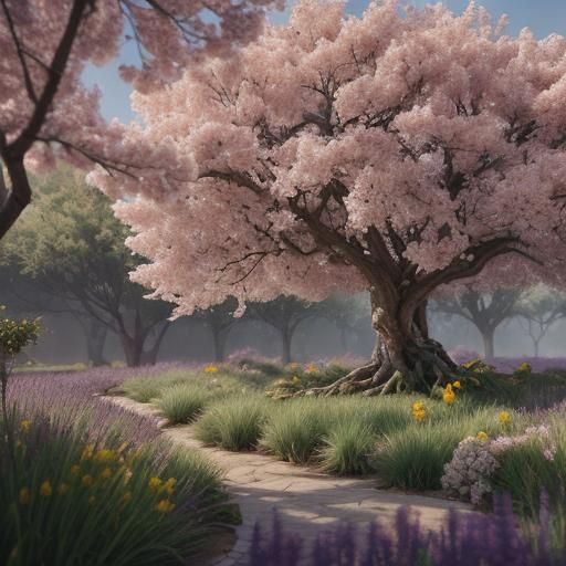 Rabbit Under Lemon Tree: Whimsical Fantasy Art