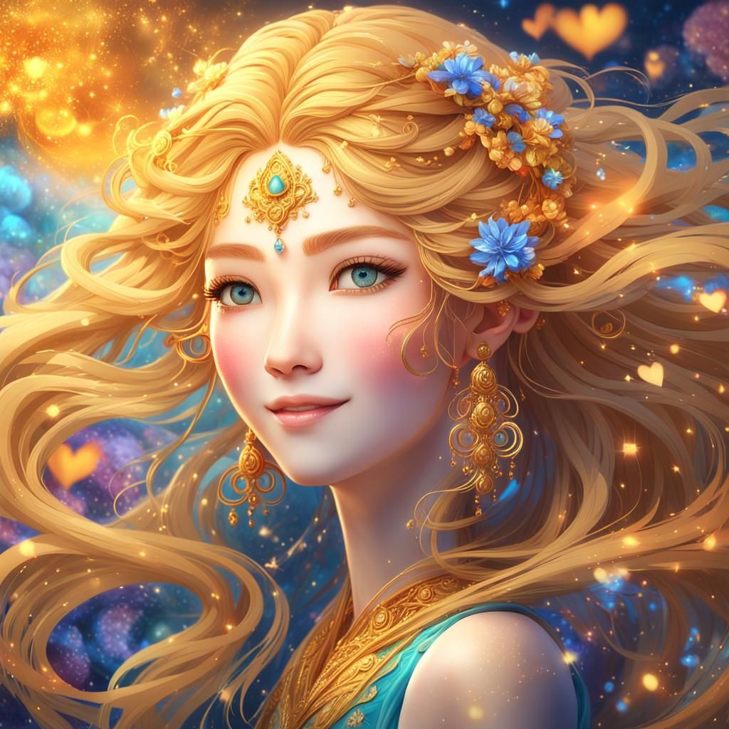 Ethereal Goddess of Love in Vibrant 4K Anime Style