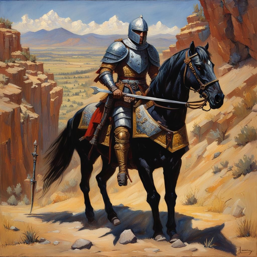 Knight's Quest for El Dorado: Oil Painting