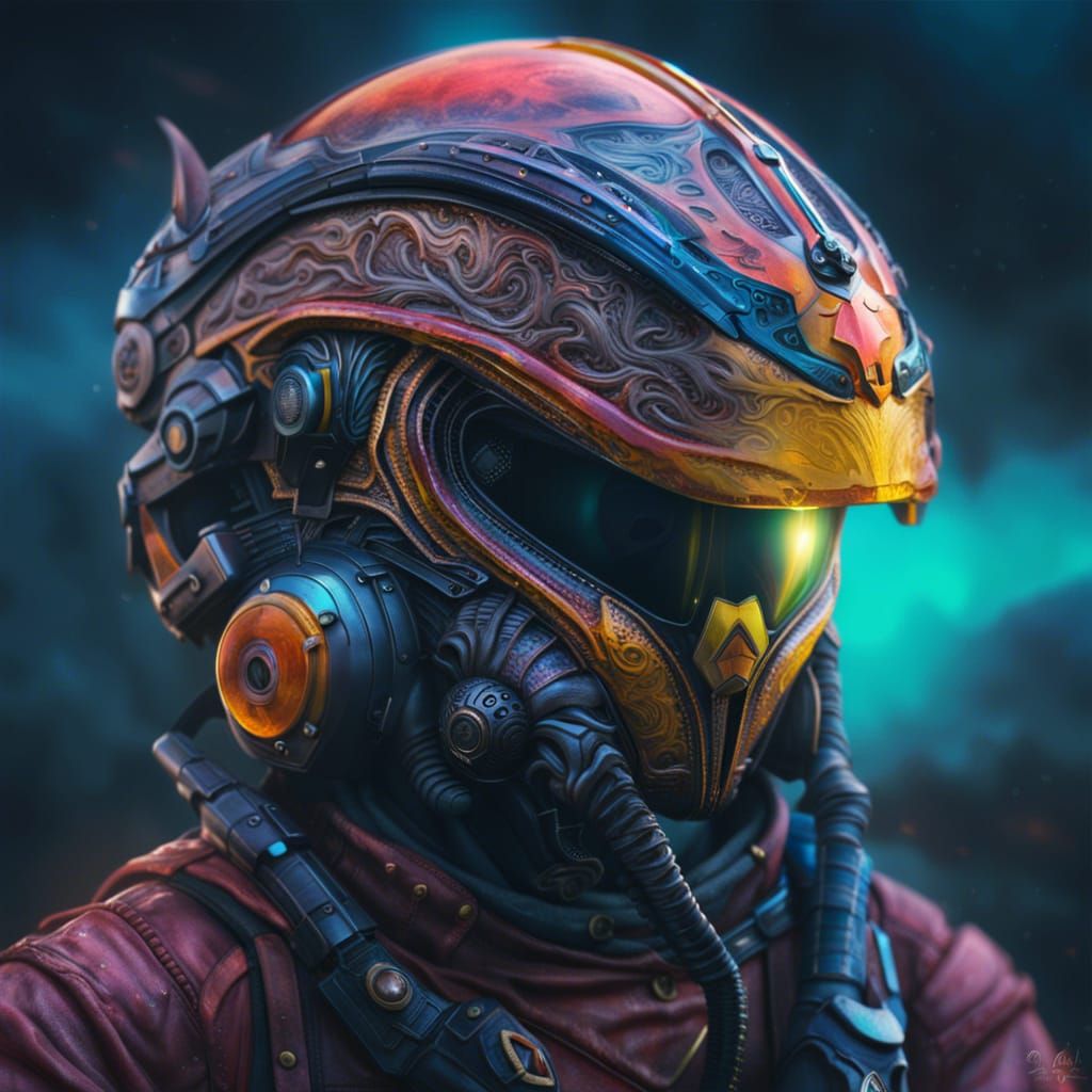 Helmeted Alien in Epic Digital Matte Painting