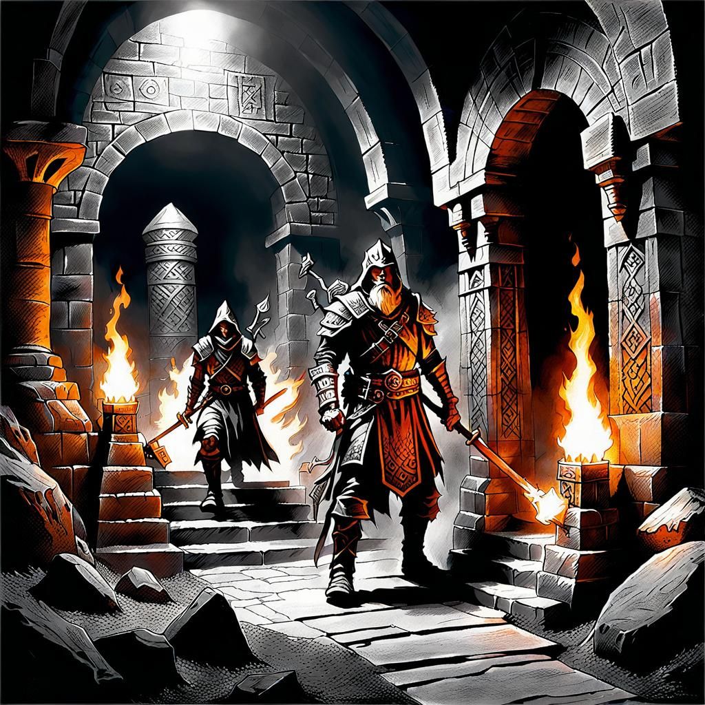 D&D: Warrior, Rogue, and Wizard Tomb Entrance