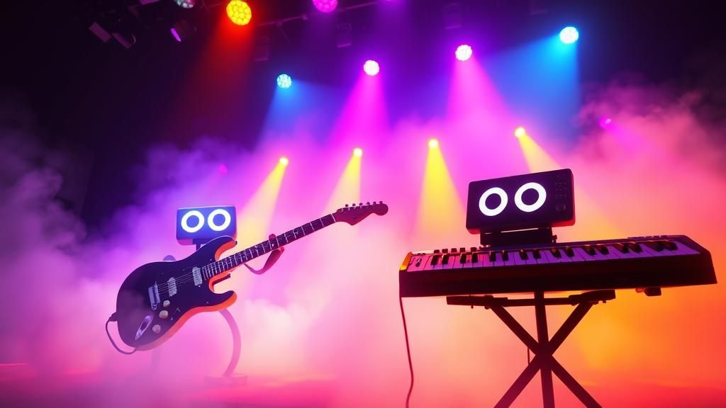 Guitar vs Keyboard: Musical Battle in 3D Art