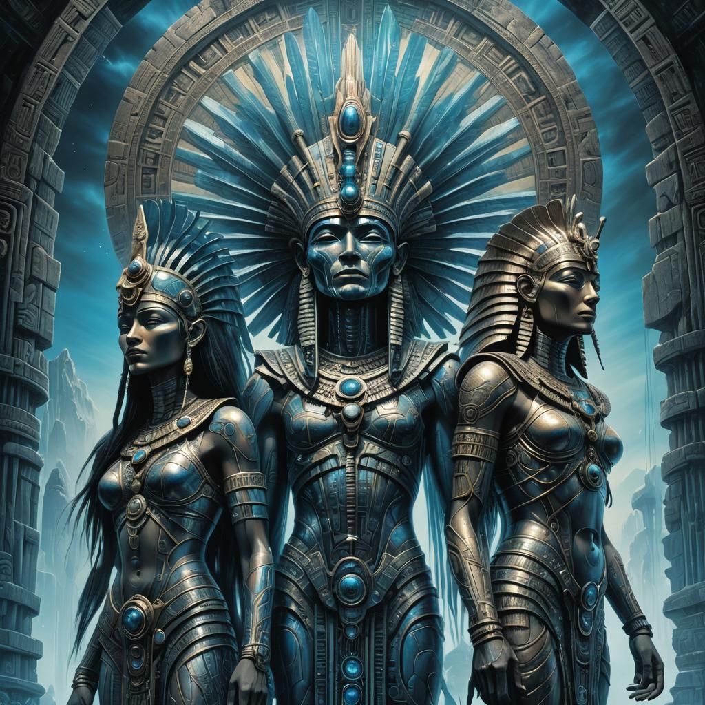 Mystical Fusion Art: Anunnaki, Mayan, and Pharaoh
