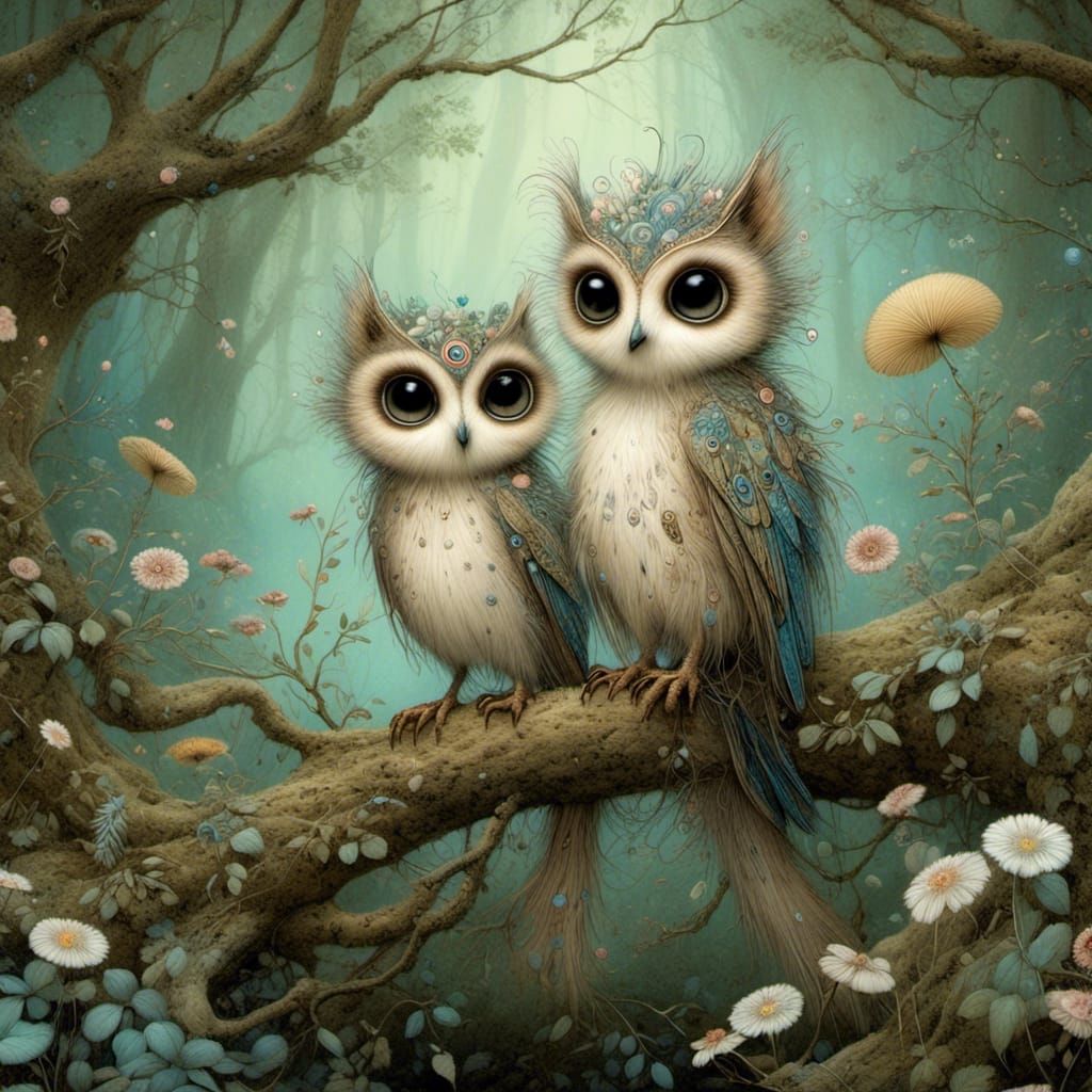 Mythical Creature in Enchanted Forest, Cute Style