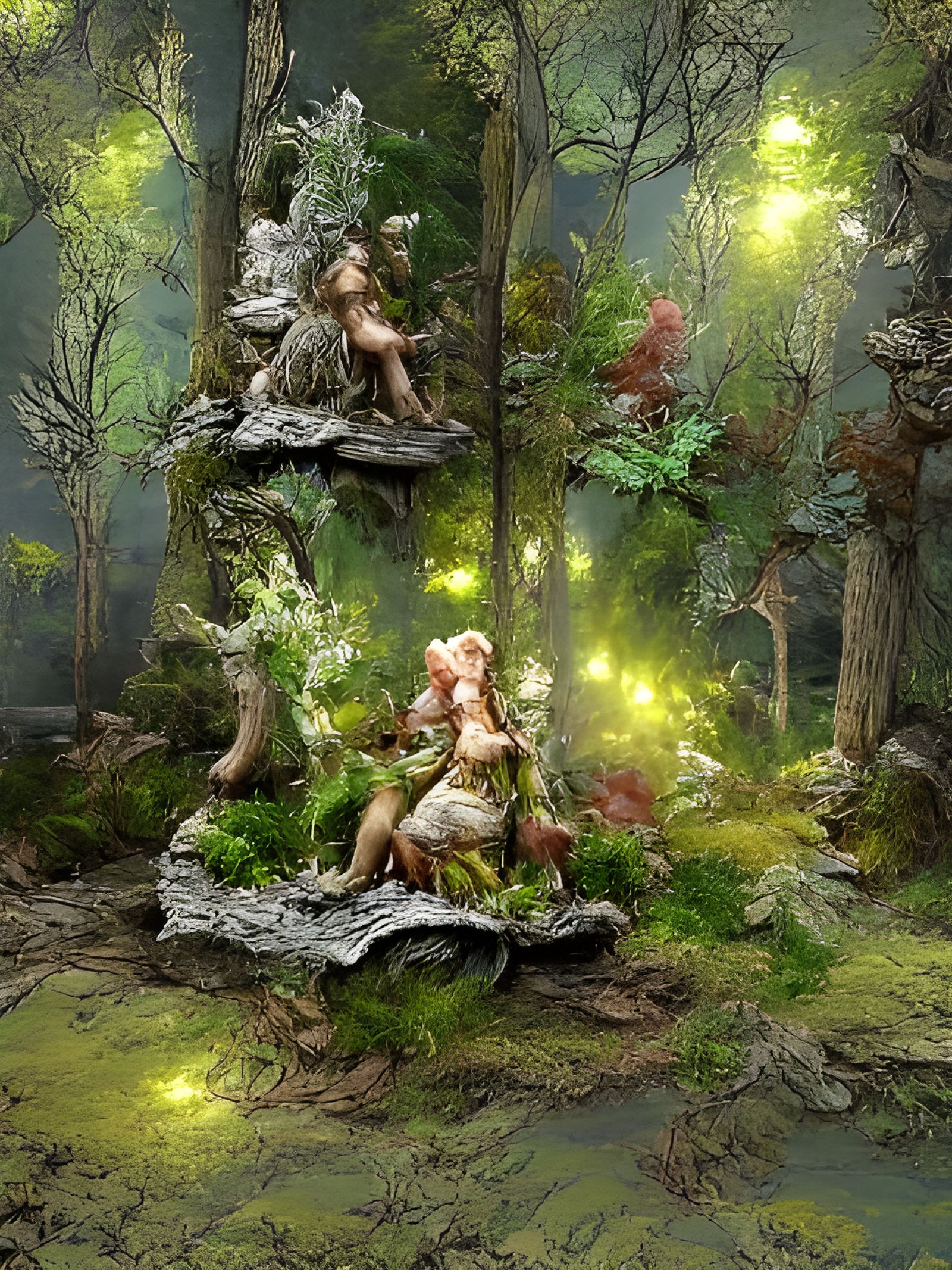 Forest Elves in Fantasy Style Volumetric Lighting