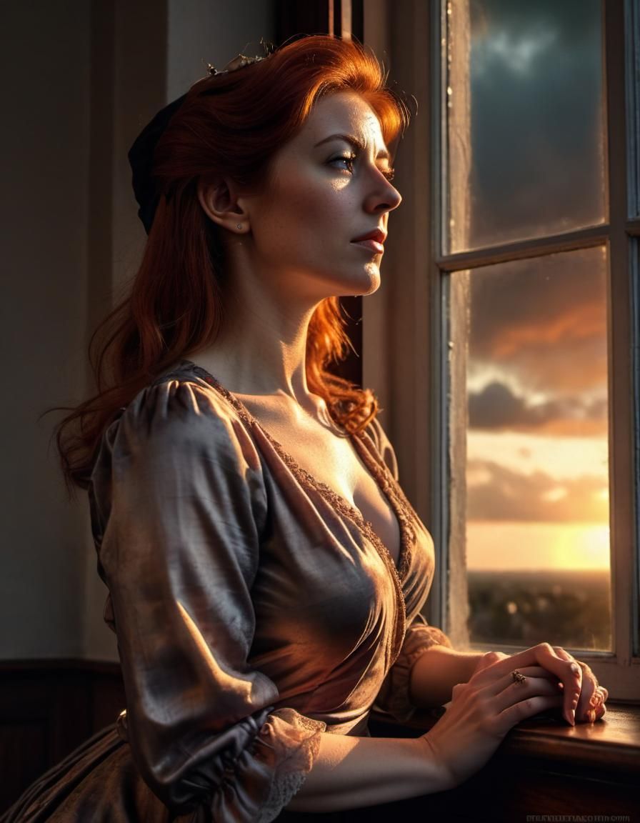 Auburn Woman in Prayer, Renaissance Style