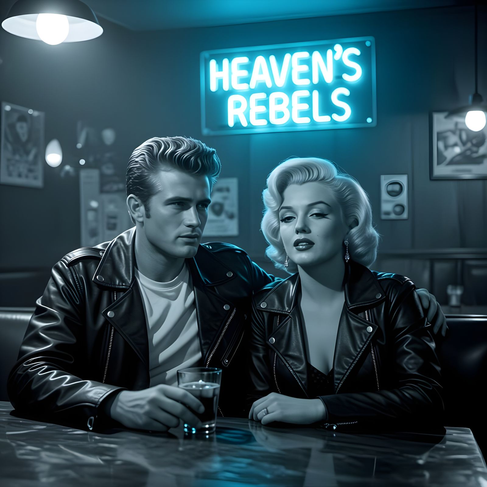 James Dean and Marilyn Monroe in Noir Scene