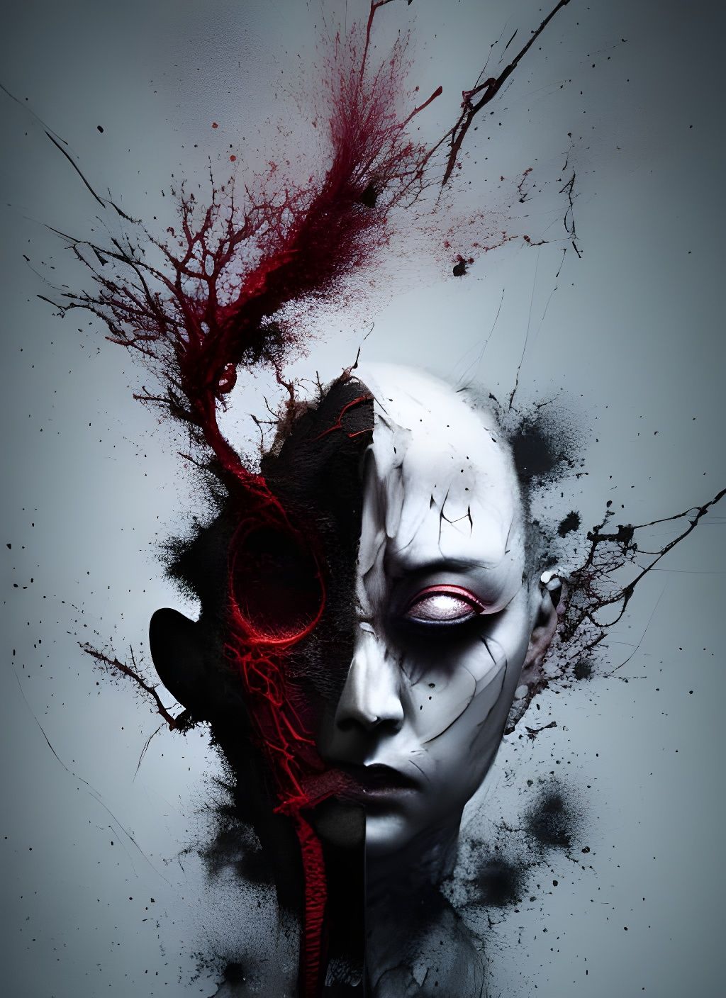 Dark Chaotic Space: Abstract Expressive Horror Art