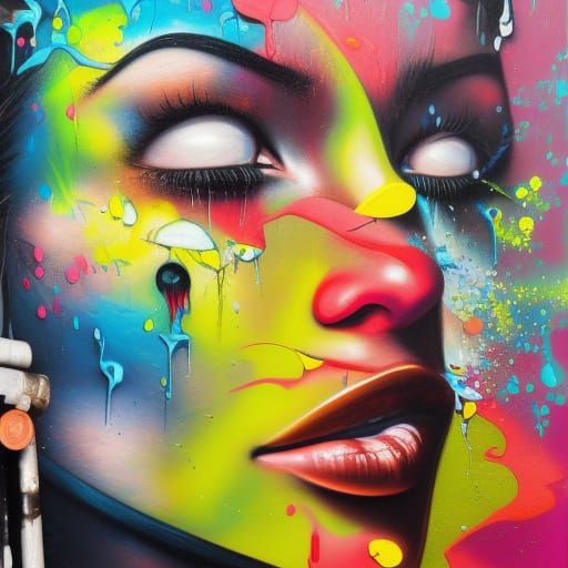 Scissors Cut Smile in Graffiti Street Art