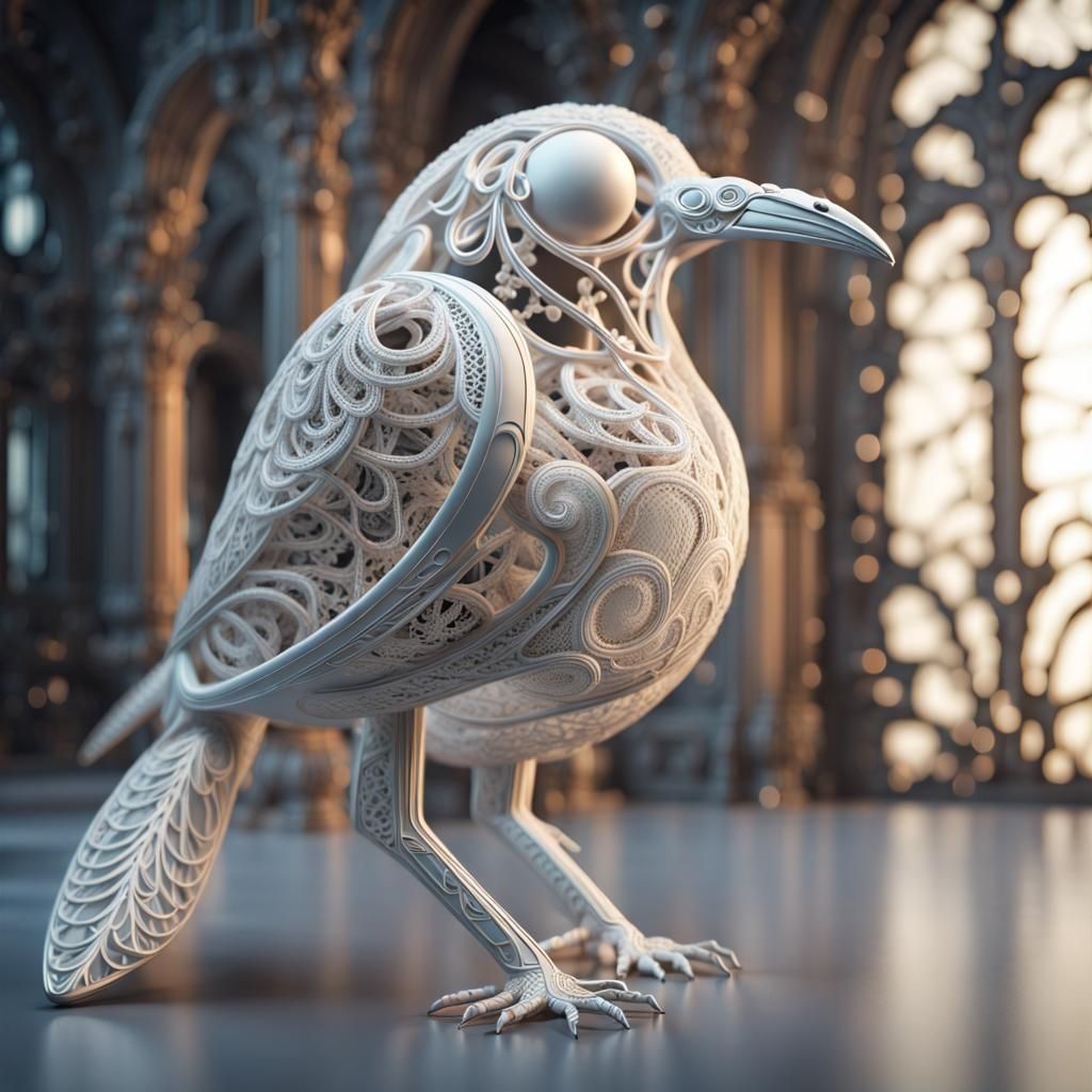 Lace Bird 3D Render in Cyberpunk Style