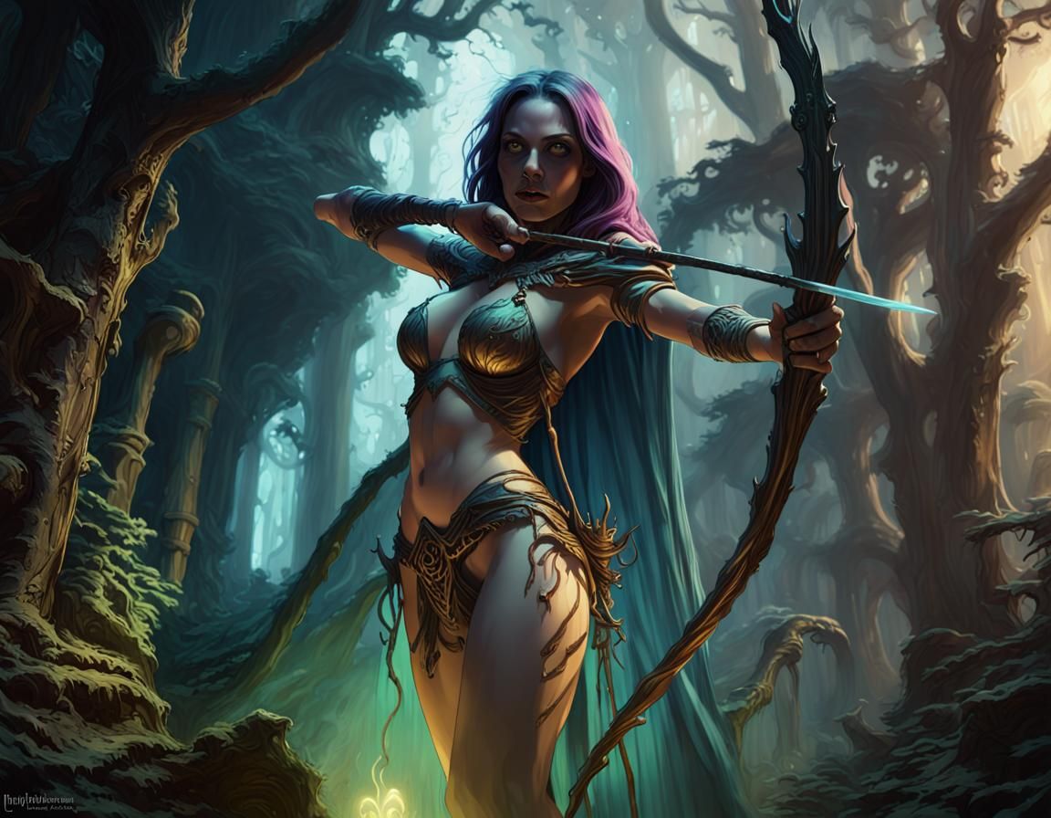 Mystical Forest Sorceress Summons Ancient Entity
