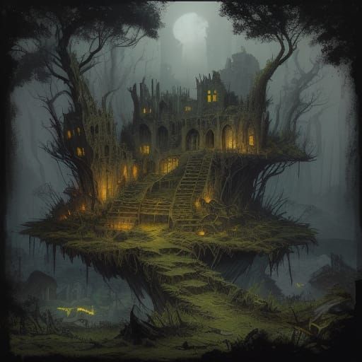 Post-Apocalyptic Cat Village Map in Comic Style