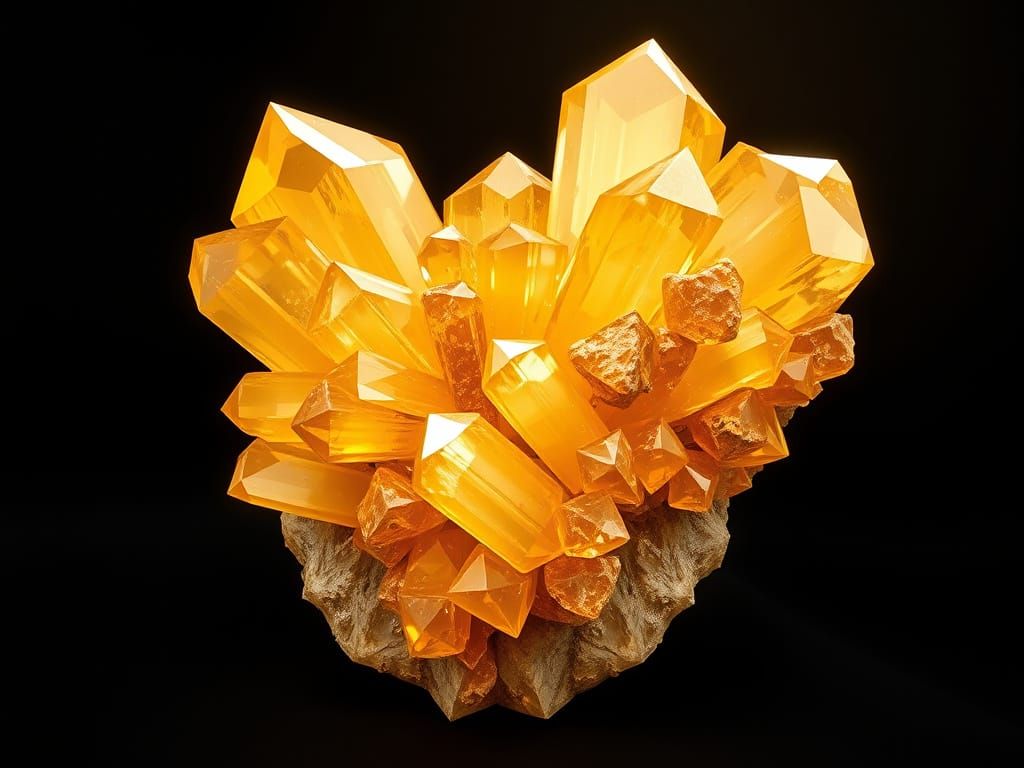Golden Citrine Crystal Cluster in Luxurious Velvet Setting