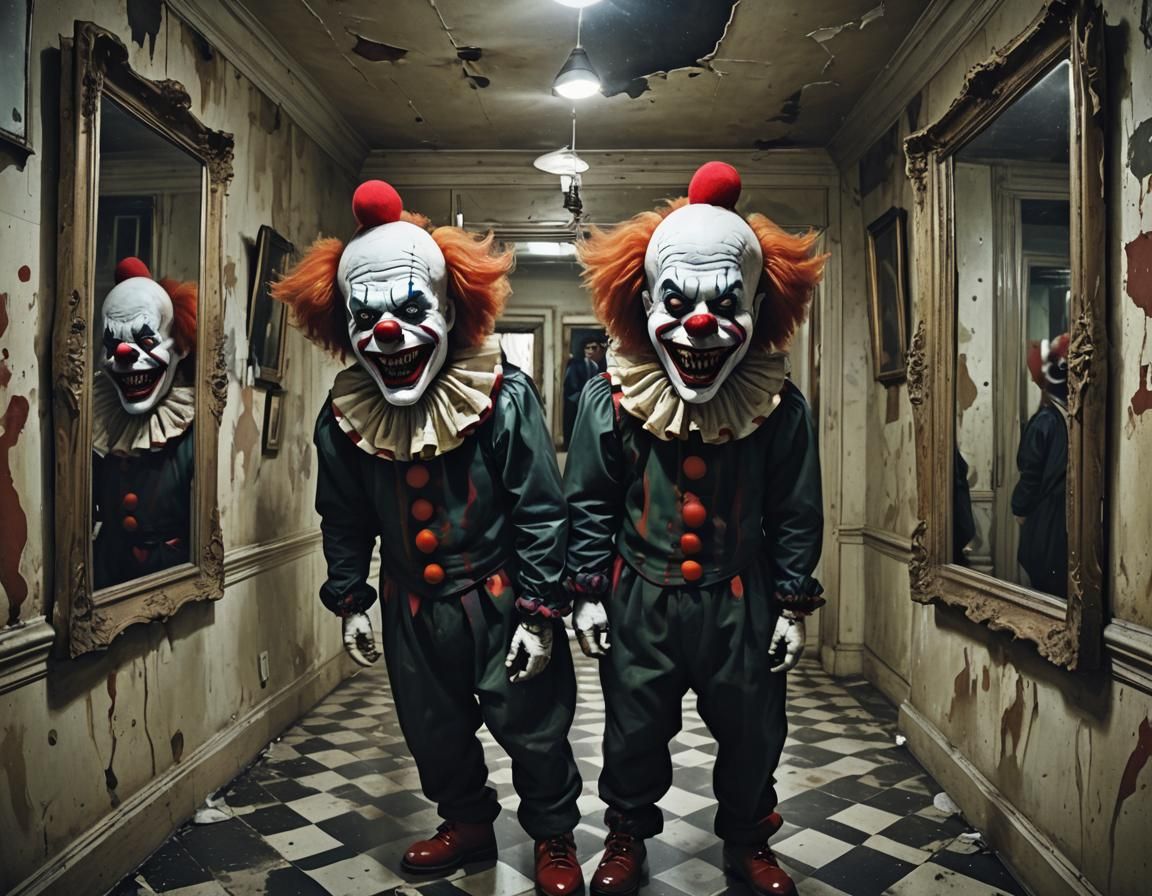 Evil Nightmarish Clown in Surreal Dreamscape