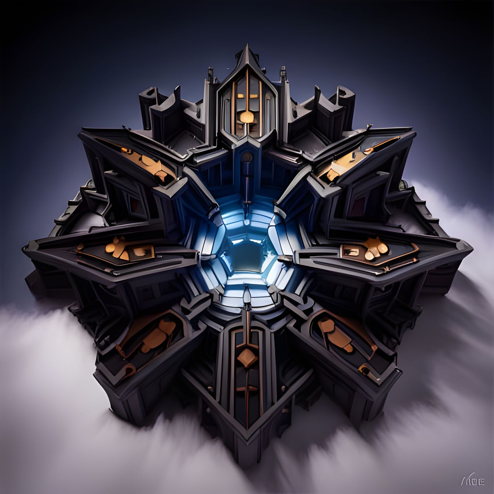 Dark Fantasy Haunted Places in Geometric Style