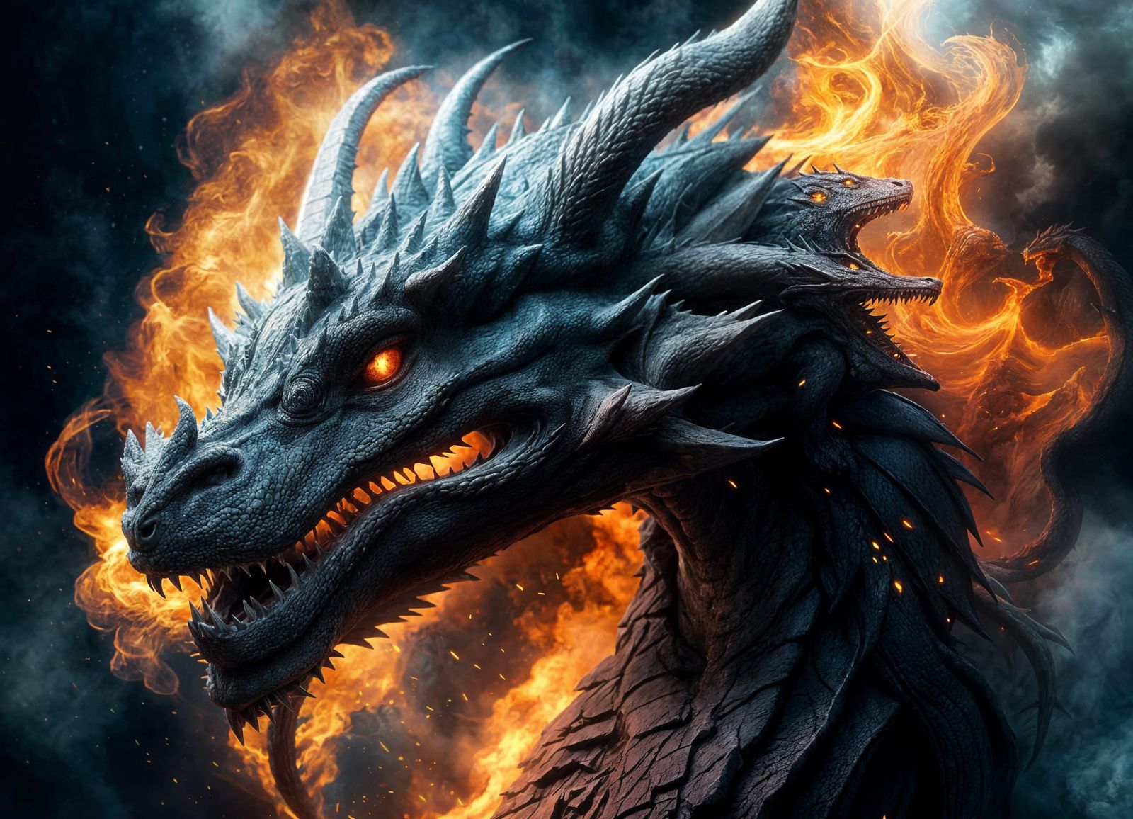 Smokey Dragon: Detailed Fantasy Concept Art