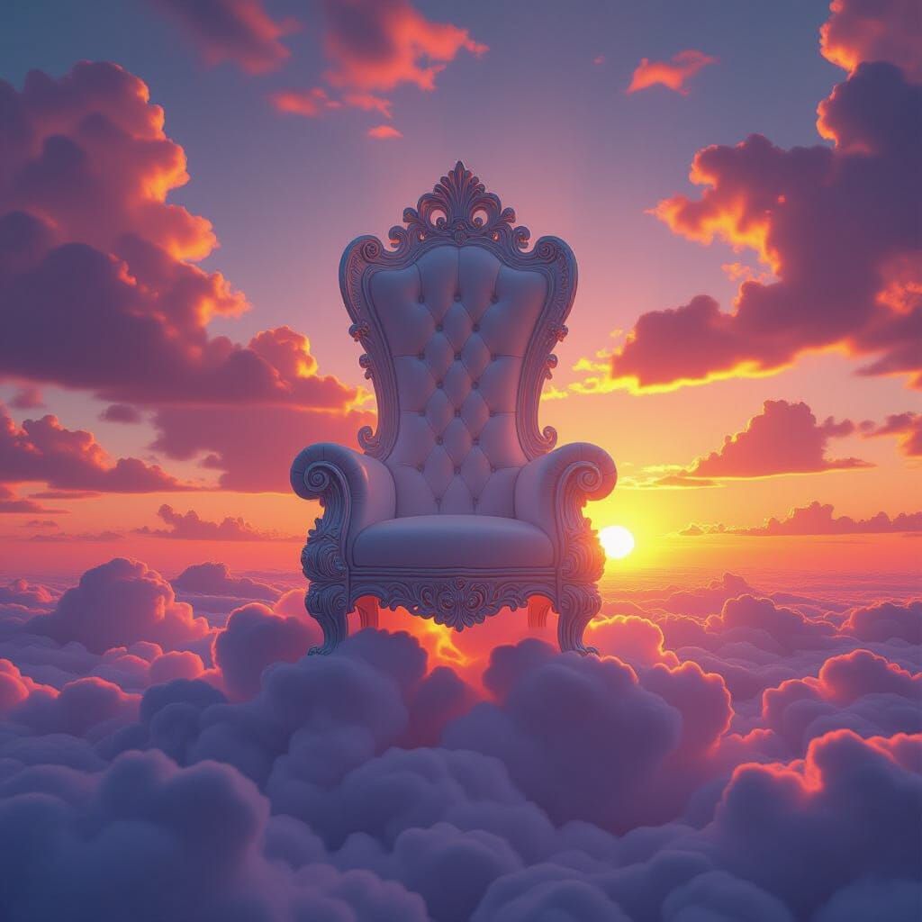 Majestic Cloud Throne Above Fiery Sunset Horizon