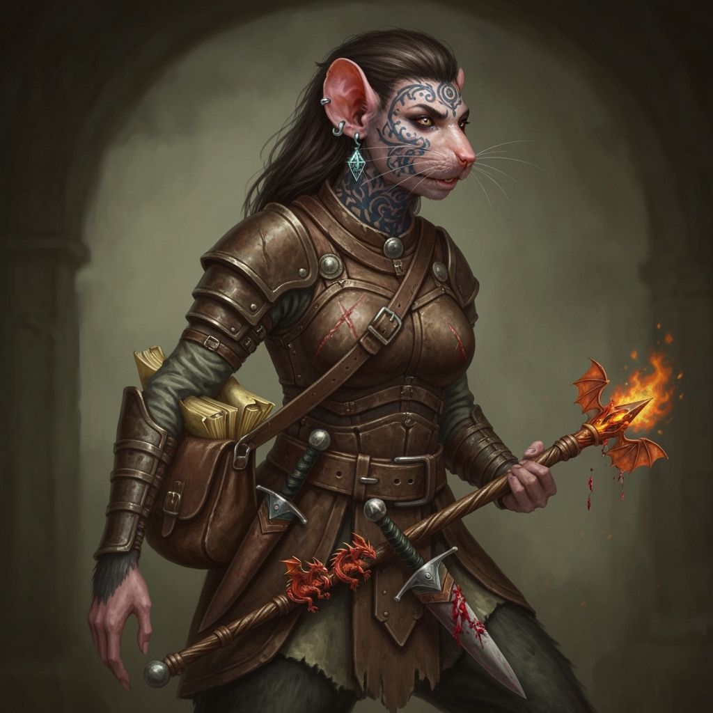 Mystical Female Wererat Thief in Gothic Style