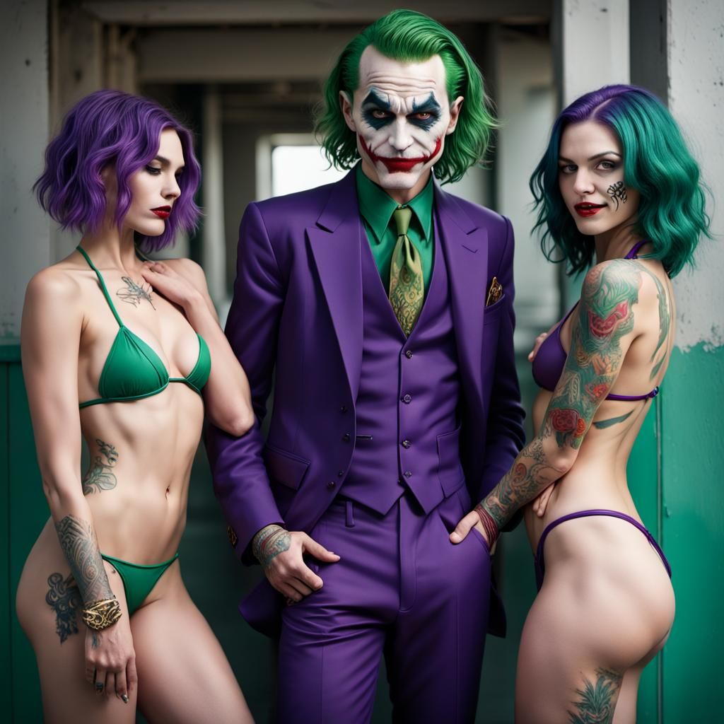 Unique Joker Interpretation with Tattoos and Companions