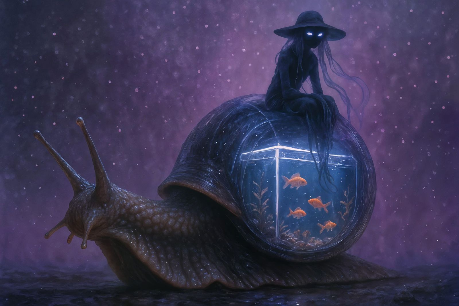 Giant Snail Aquarium: A Surreal Digital Artwork
