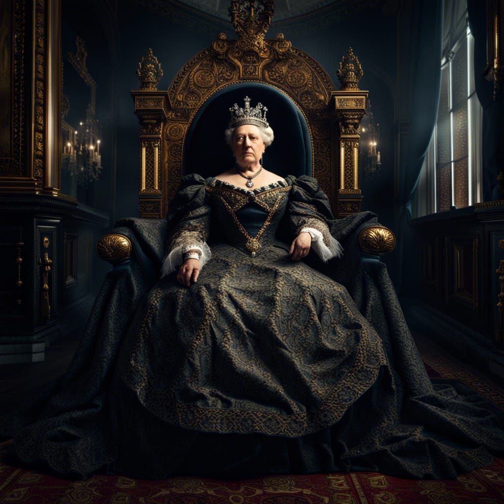 Hyperrealistic Portrait of Queen Victoria on Her Throne