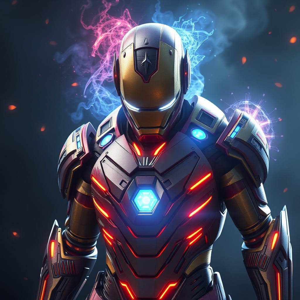 Epic Fantasy Iron Man Suit Converges Ancient Magic and Cutti...