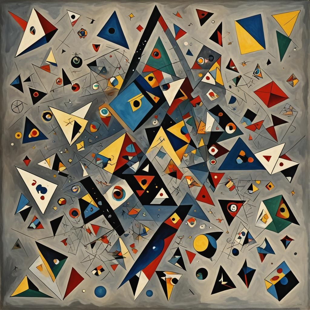 Abstract Geometric Composition in Kandinsky-Escher Style