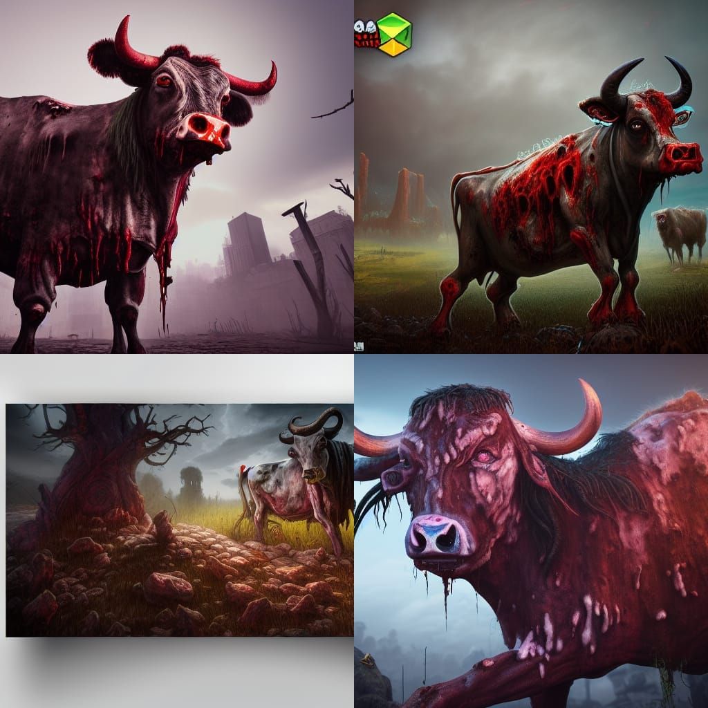 Zombie Cow: Detailed Matte Painting in Deep Color