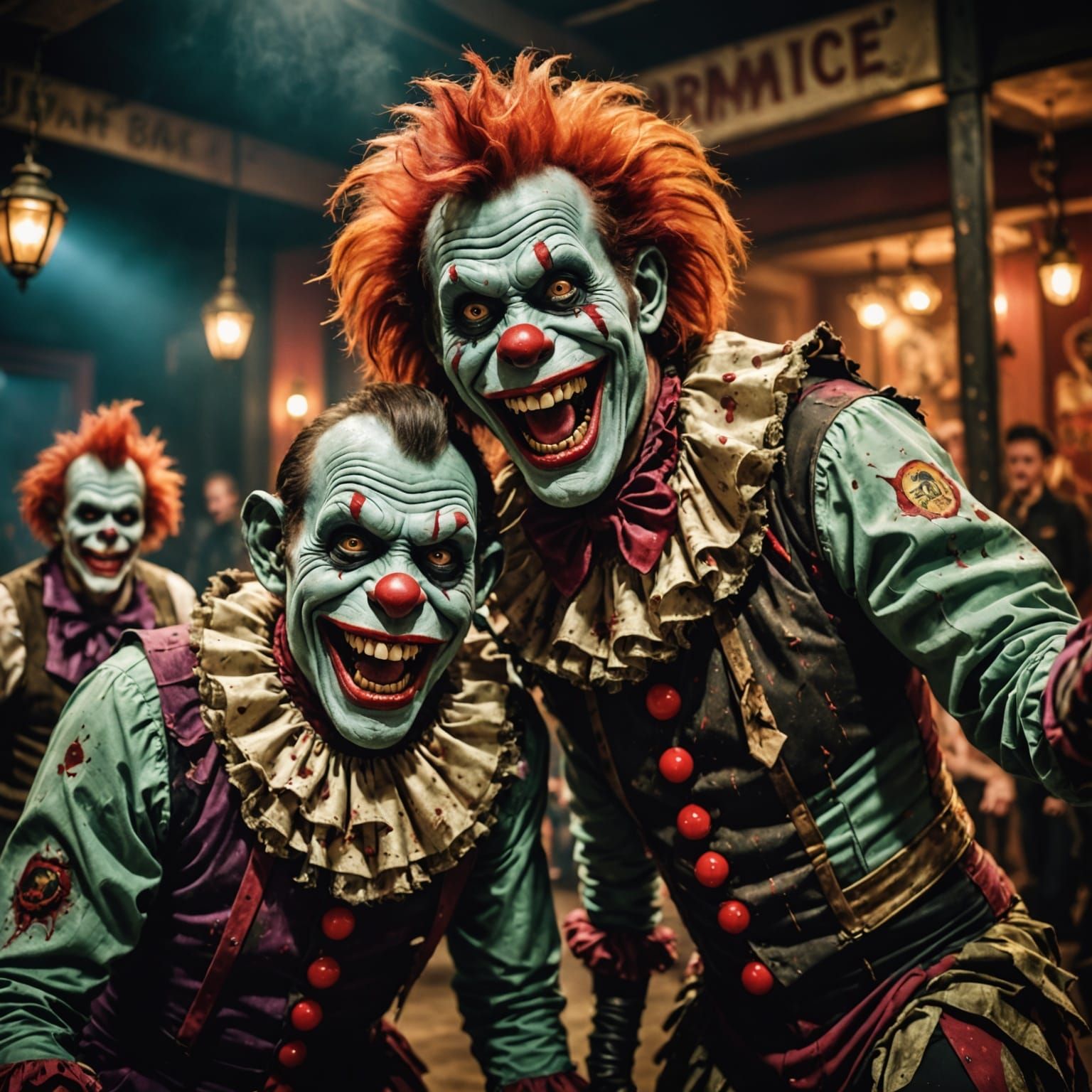 Zombie Monkey Clowns Burlesque Dance in HDR