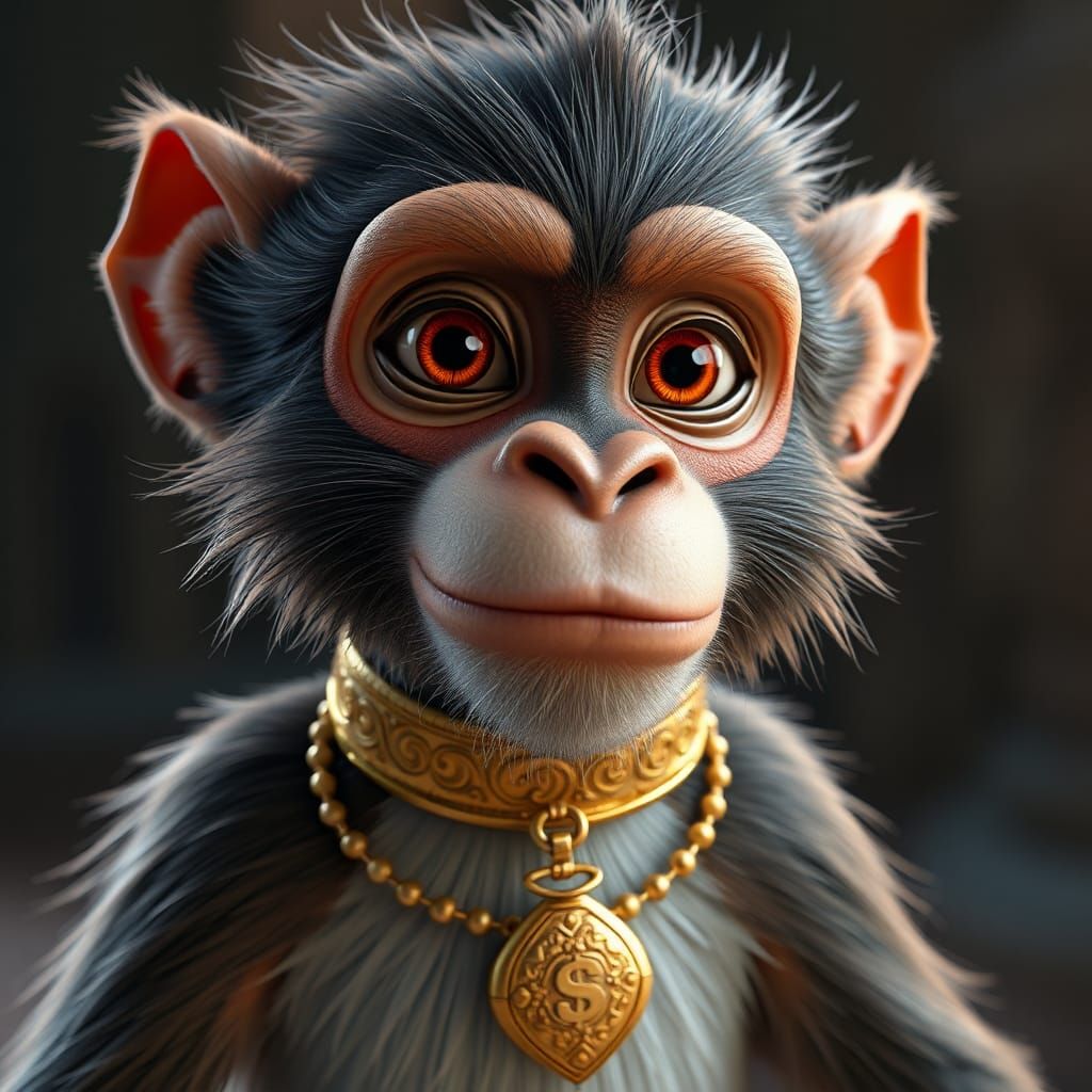 Abu: Aladdin's Monkey Sidekick in 3D Anime Style