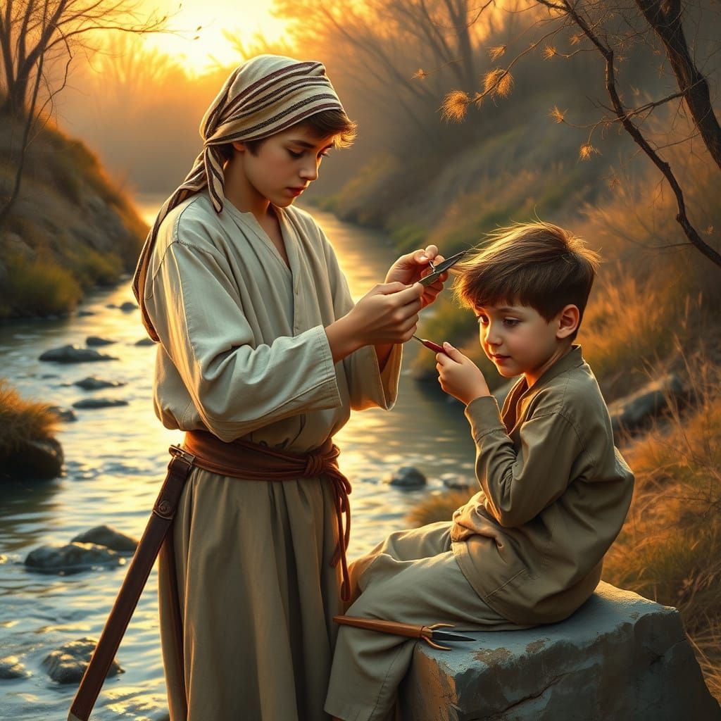 Hebrew Shepherd Boy Mentors Young Apprentice in Traditional ...