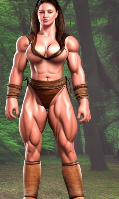 Hyperrealistic Amazon Woman in Viking Clothes