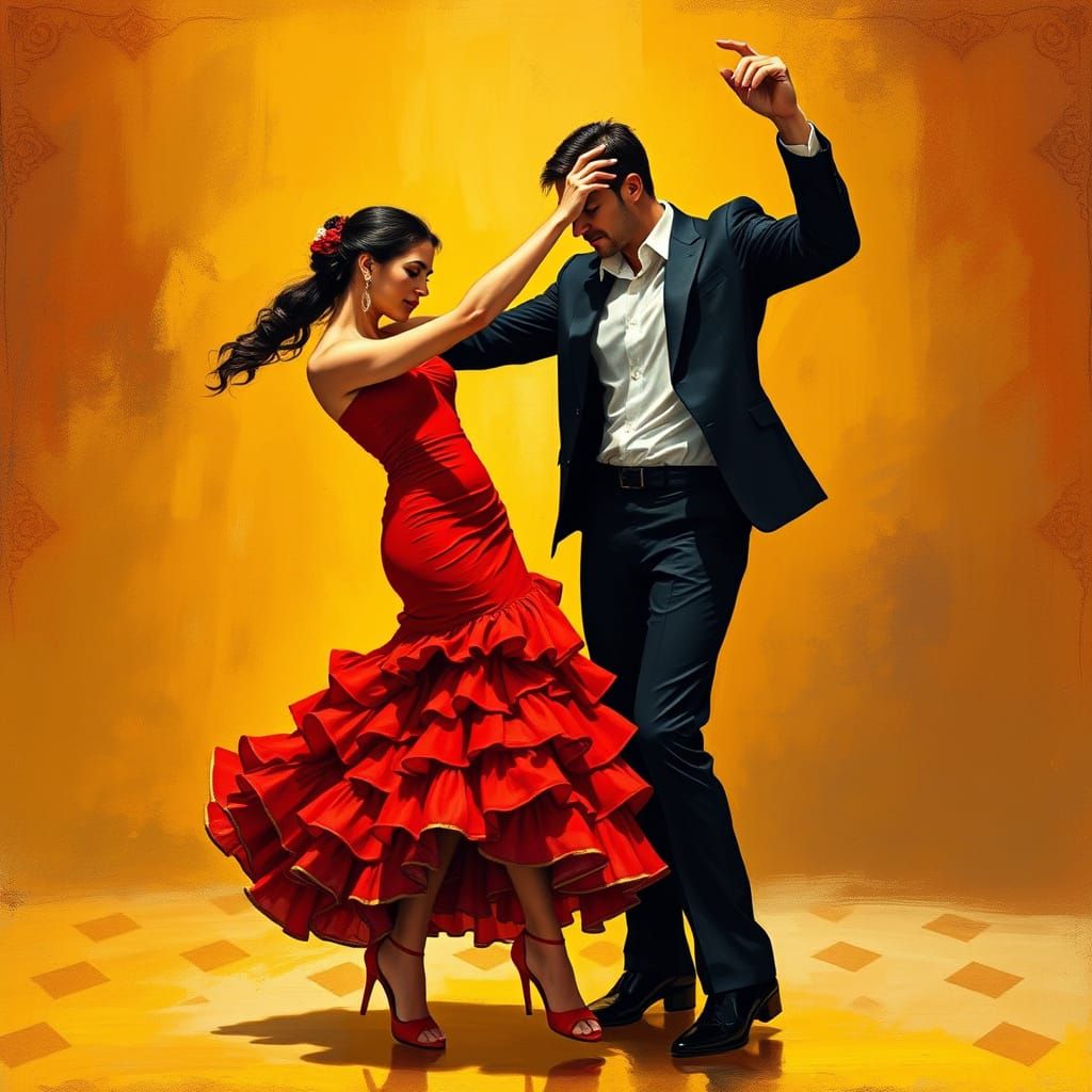 Flamenco Dancers in Traditional Attire