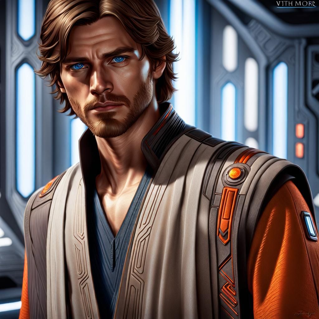 Young Jedi Portrait in Hyperrealistic Style