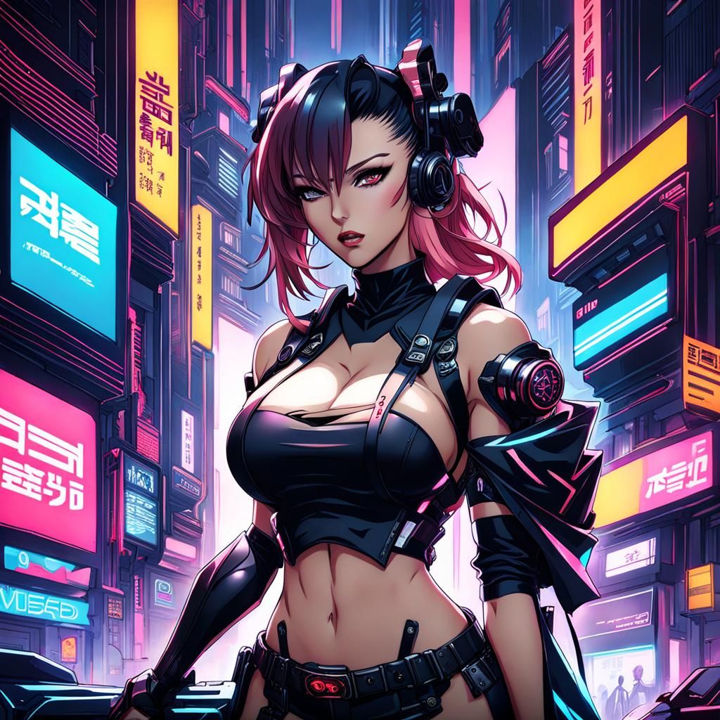 Cyberpunk Anime Girl Illustration