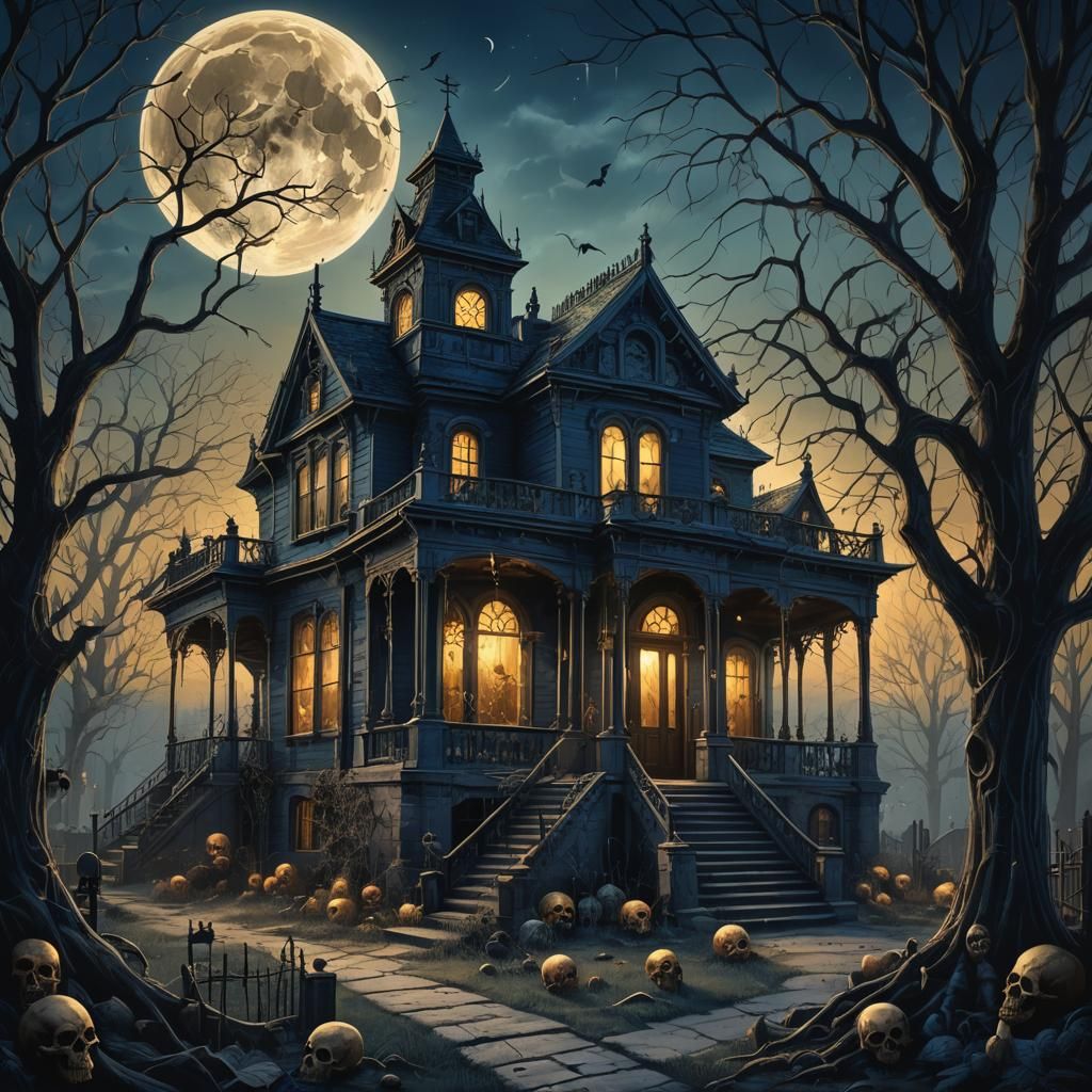 Haunted Mansion Concept Art in Dark Fantasy Style