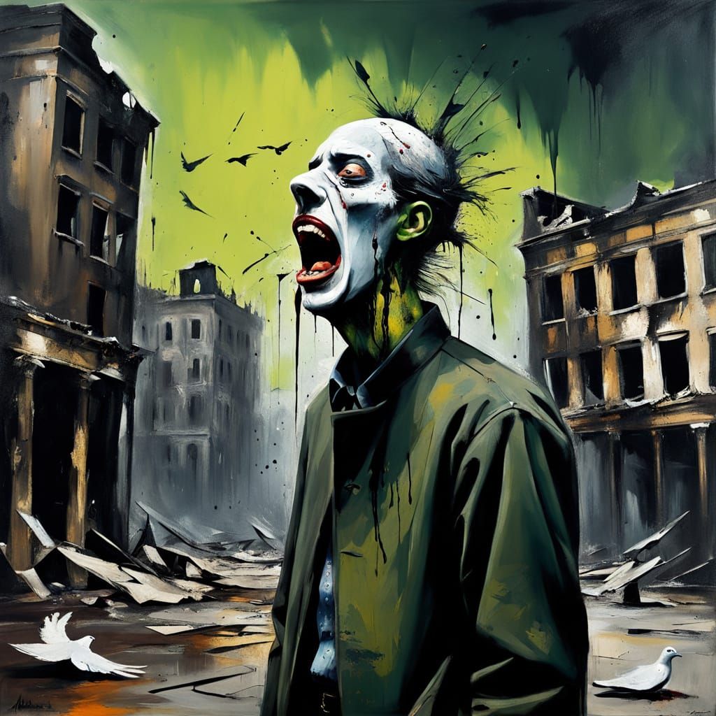 Surrealism: Maniacal Laughter Amidst Ruined City