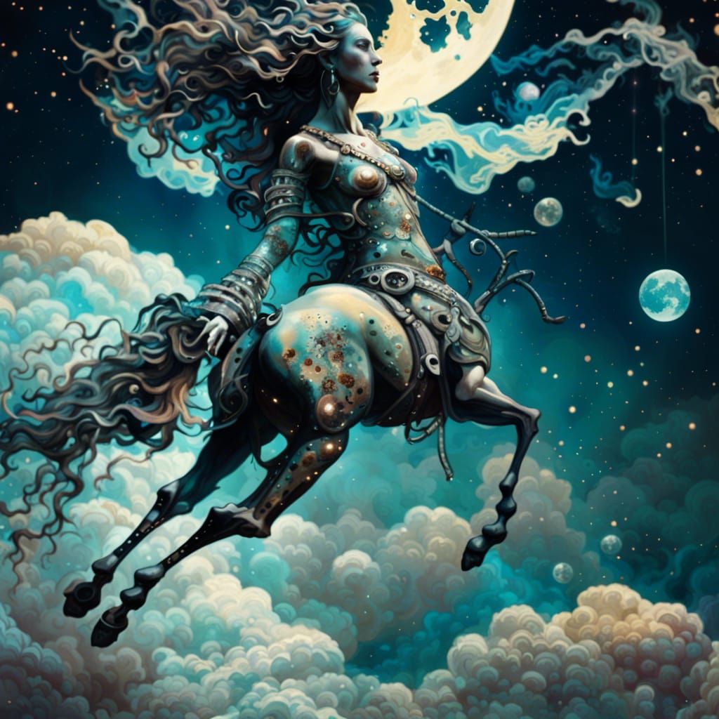 Centaur on Moon, Night Sky Splash Art