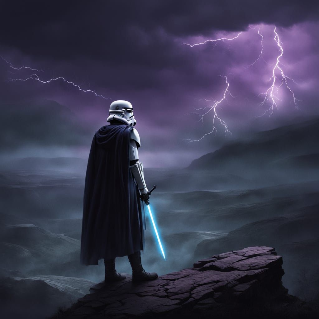 Dark Fantasy Stormtrooper in Ominous Landscape
