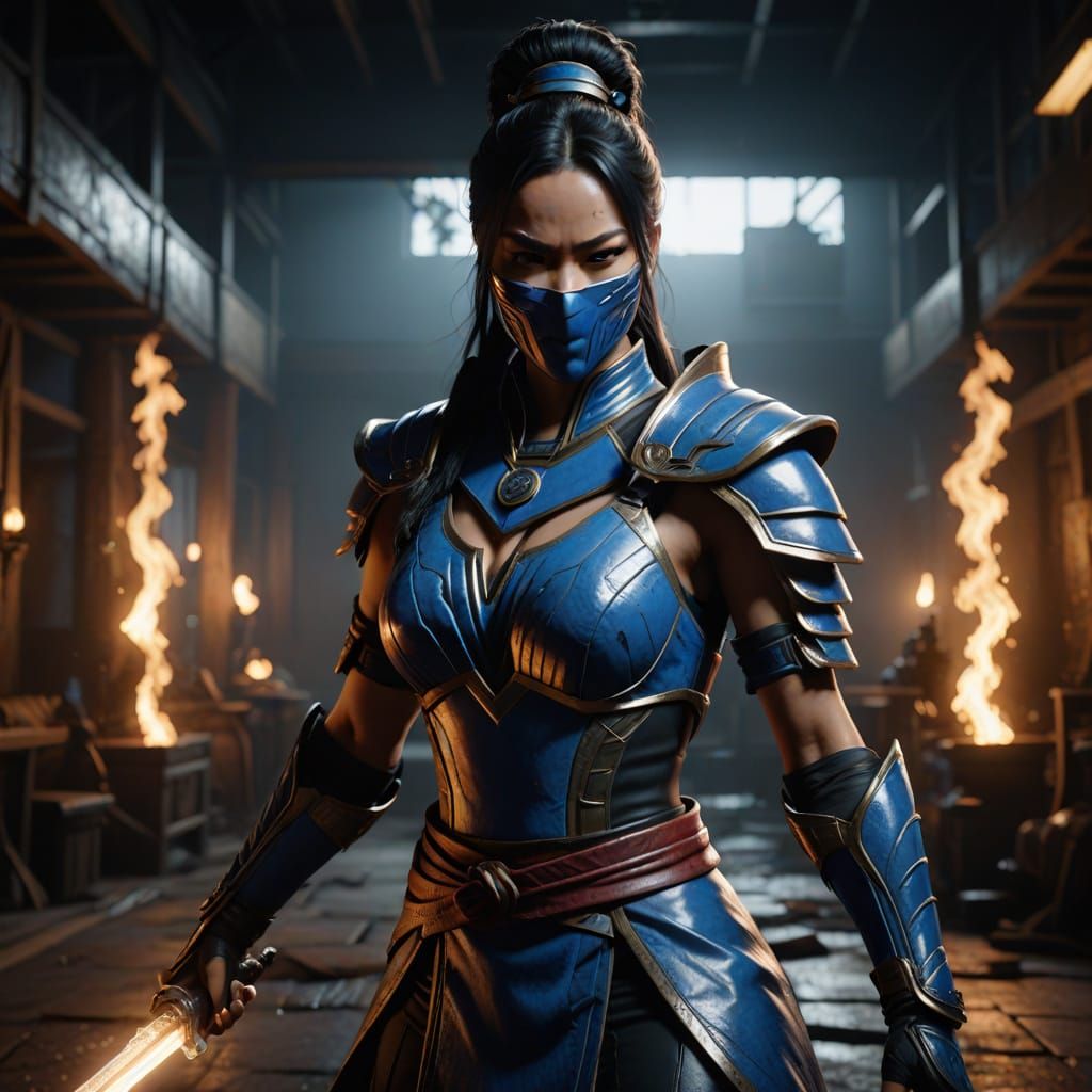 Kitana in Dark Realm: Hyper-Realistic Cinematic Still