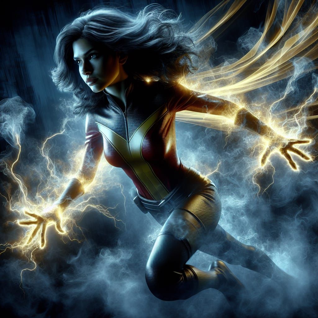 Hispanic Superhero Will-o'-the-Wisp in Graphic Novel Style