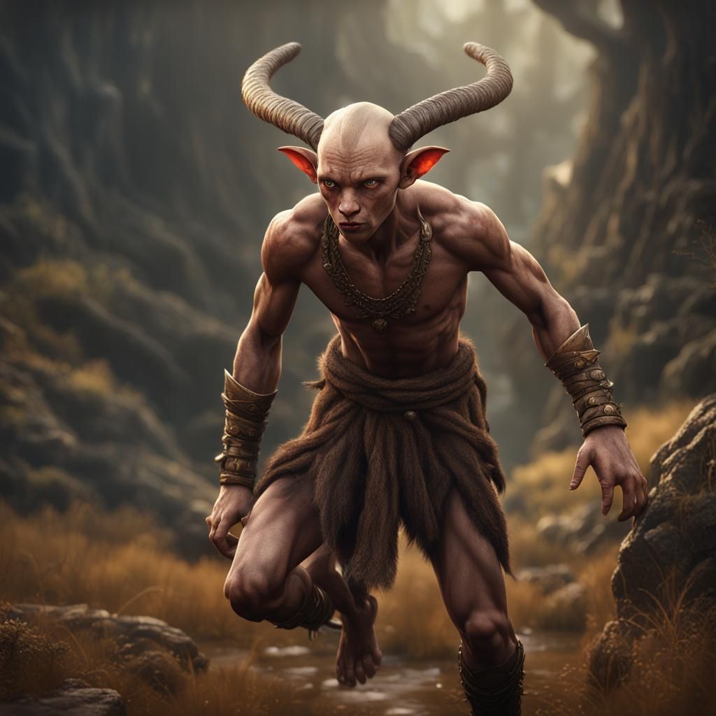 Hairless Satyr Boy with Fur Loincloth