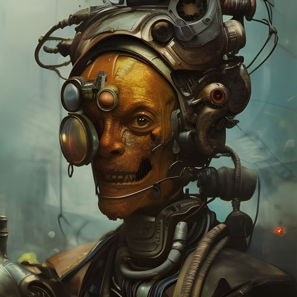 Solarpunk Robot Portrait with Voodoo Gear