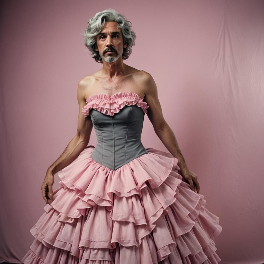 Cinematic Film Still of Male Cross-Dresser