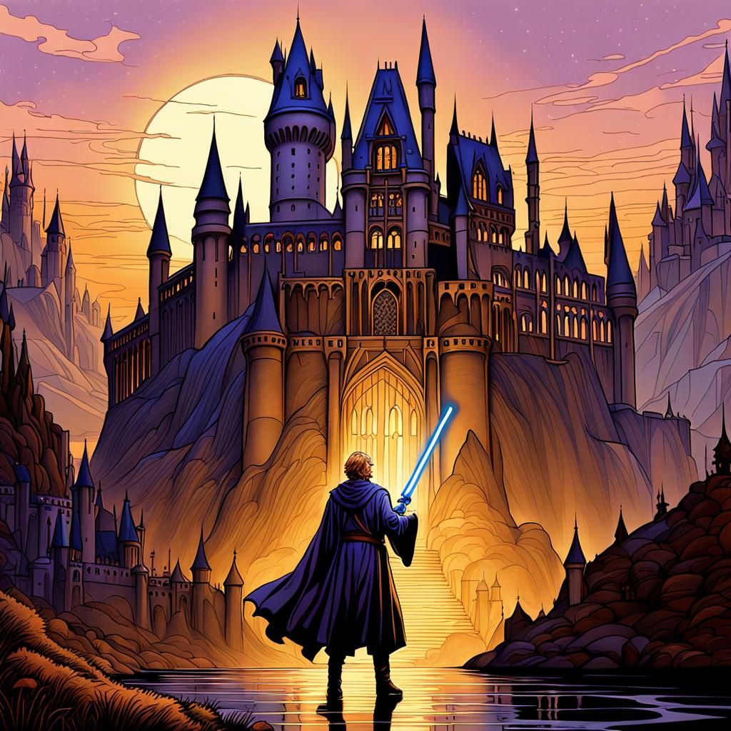 Luke Skywalker at Hogwarts: Dark Fantasy Concept Art